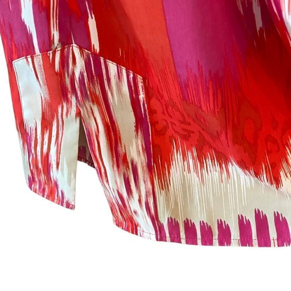 Chico’s Sz 0=SM 4 Pink Purple Gold Boho Bali Design Beaded Collar Flowy Top - Picture 5 of 7